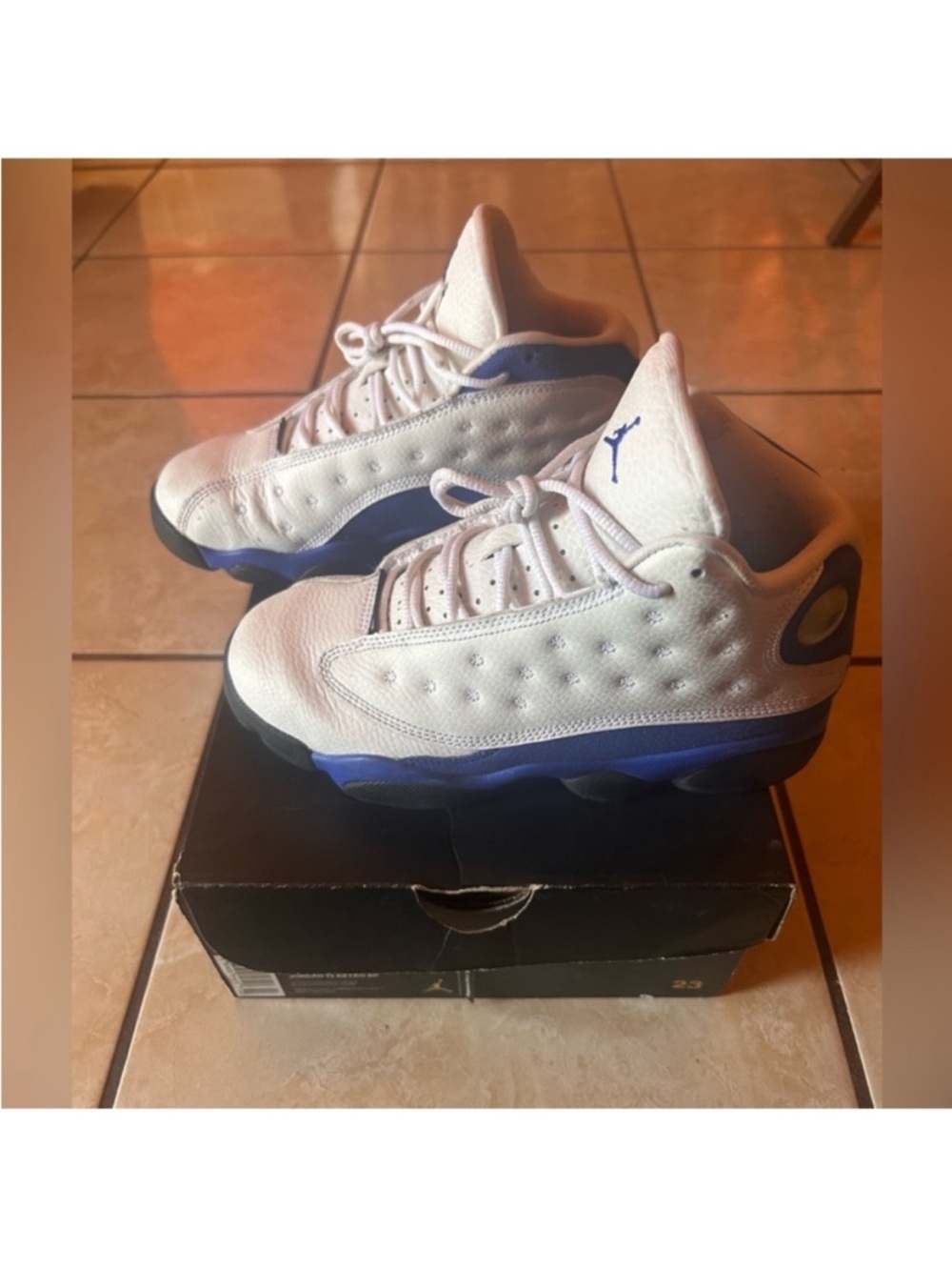 Jordan 13s White and Blue Pair - Picture 2 of 6
